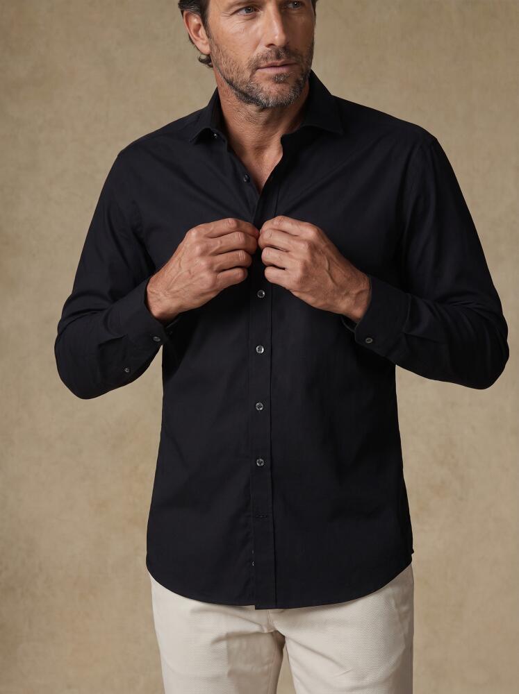 Chemise non-iron en popeline noire