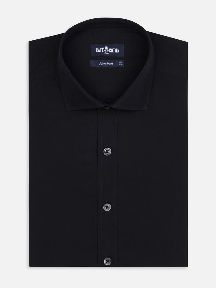 Chemise non-iron en popeline noire