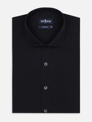Chemise non-iron en popeline noire
