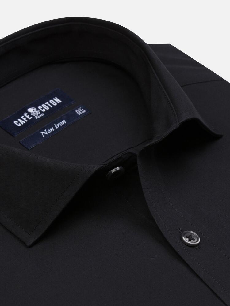Chemise non-iron en popeline noire