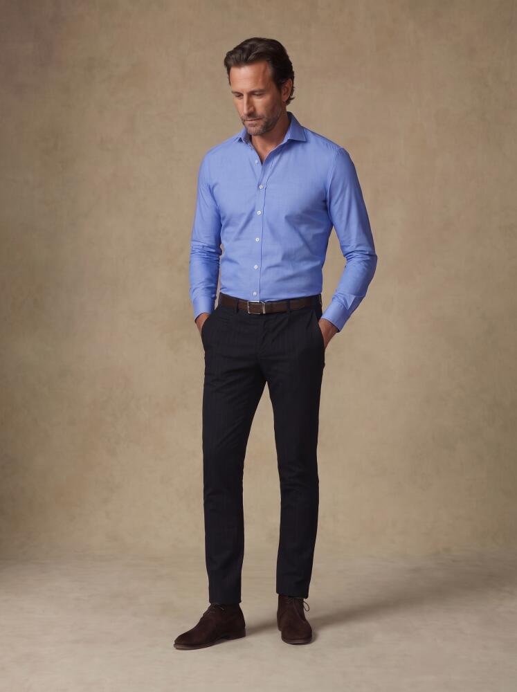 Chemise cintr&eacute;e Daria non-iron en popeline bleue