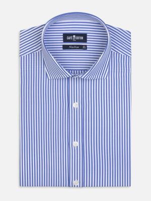 Chemise cintr&eacute;e Davin non-iron &agrave; rayures bleues