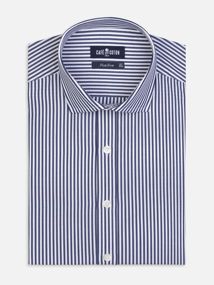Chemise cintr&eacute;e Davin non-iron &agrave; rayures marine