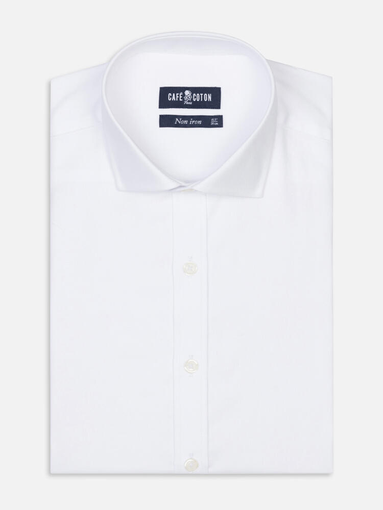 Chemise cintr&eacute;e non-iron en oxford blanc