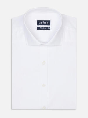Chemise cintr&eacute;e non-iron en pin point blanc