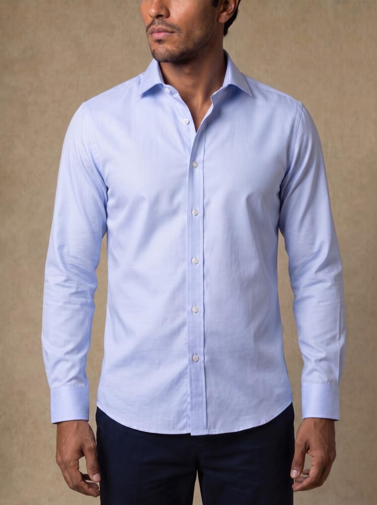 Chemise cintr&eacute;e non-iron en pin point ciel