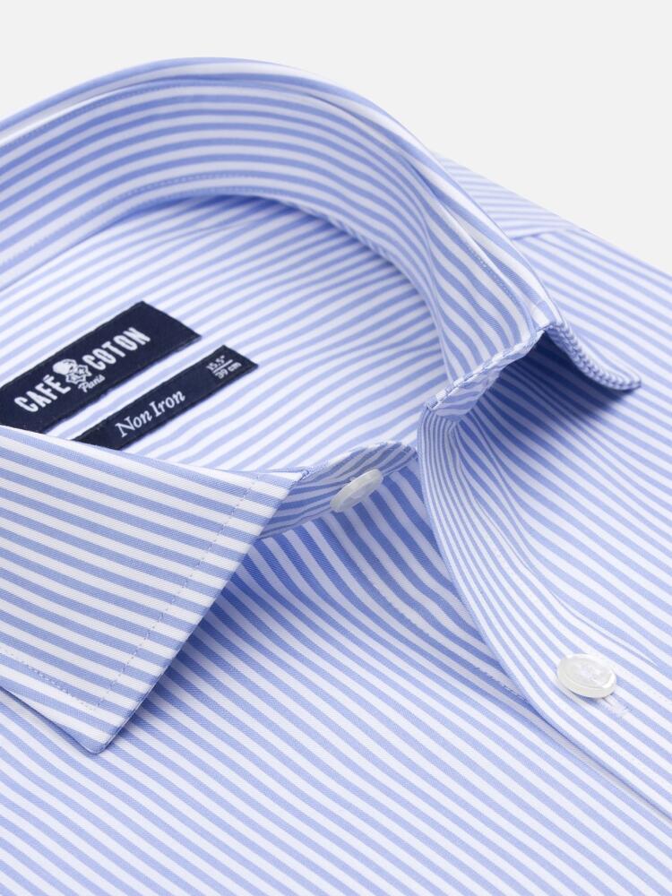 Chemise cintr&eacute;e Sawyer non-iron &agrave; rayures ciel
