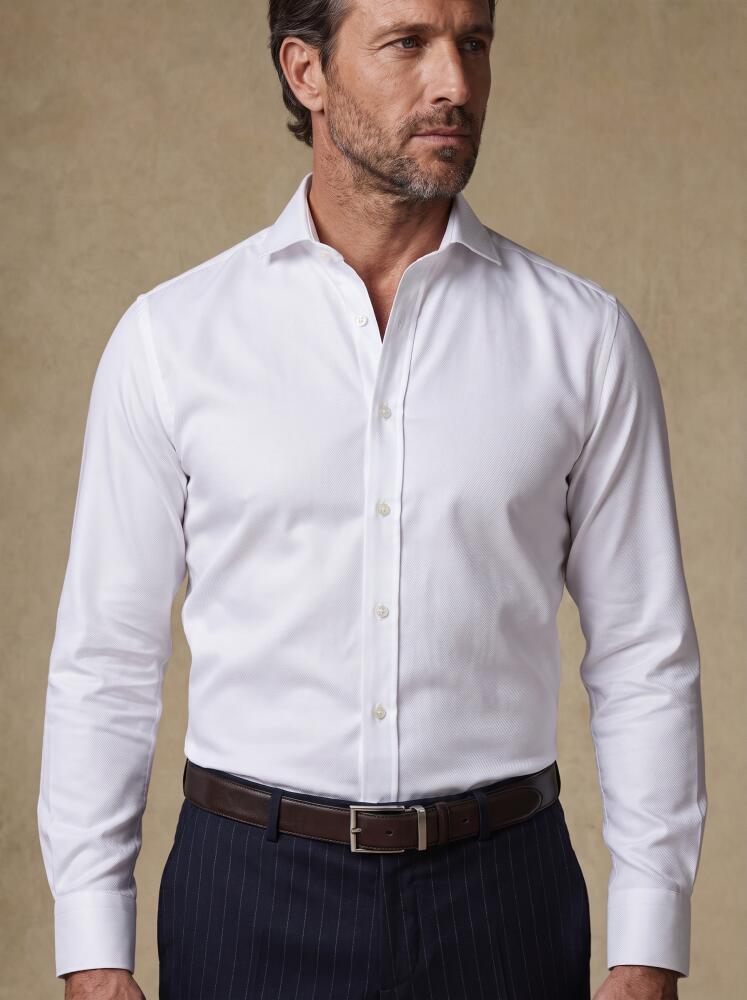 Chemise non-iron en twill blanc