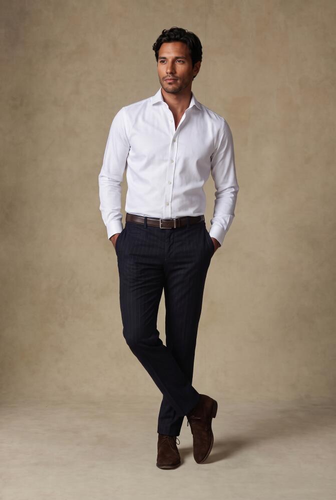 Chemise non-iron en twill blanc
