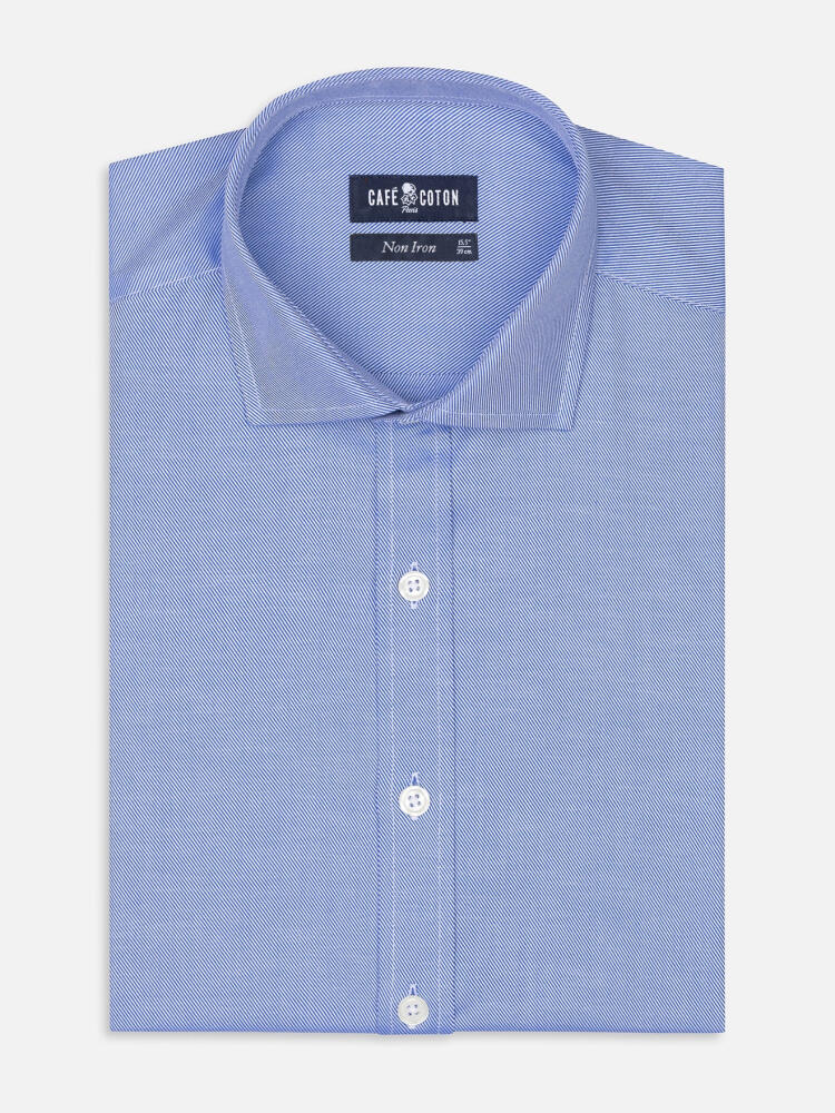 Chemise non-iron en twill bleu