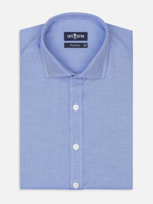 Chemise non-iron en twill bleu