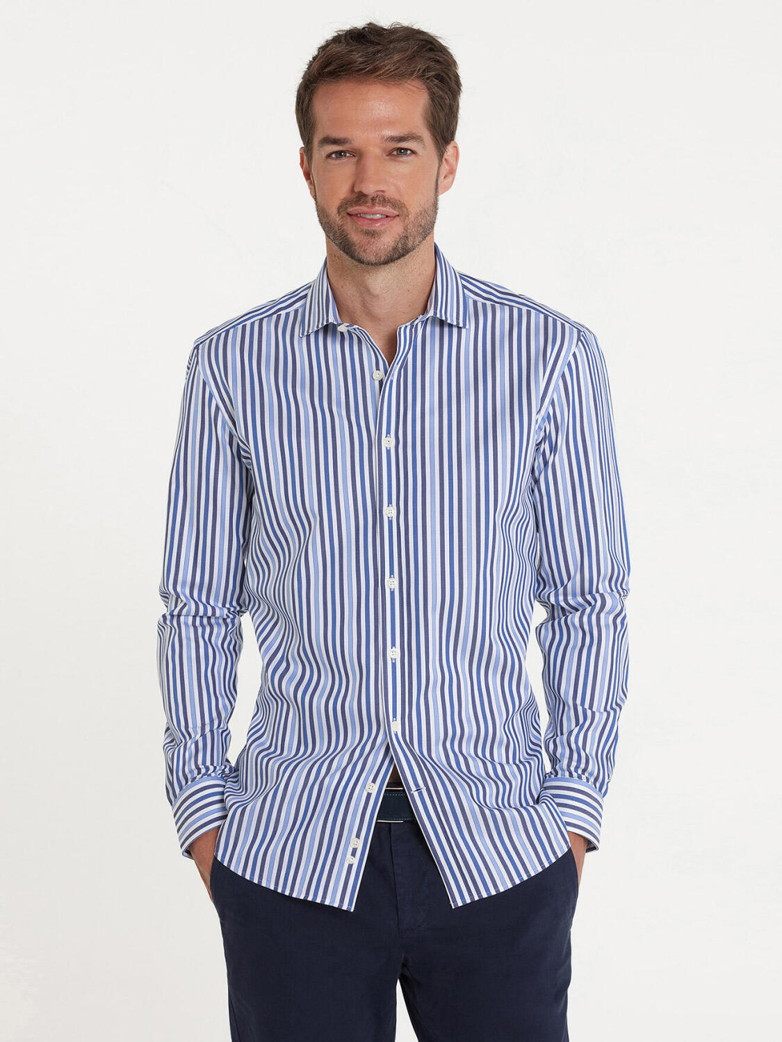 Chemise cintr&eacute;e Andersen marine - Petit col