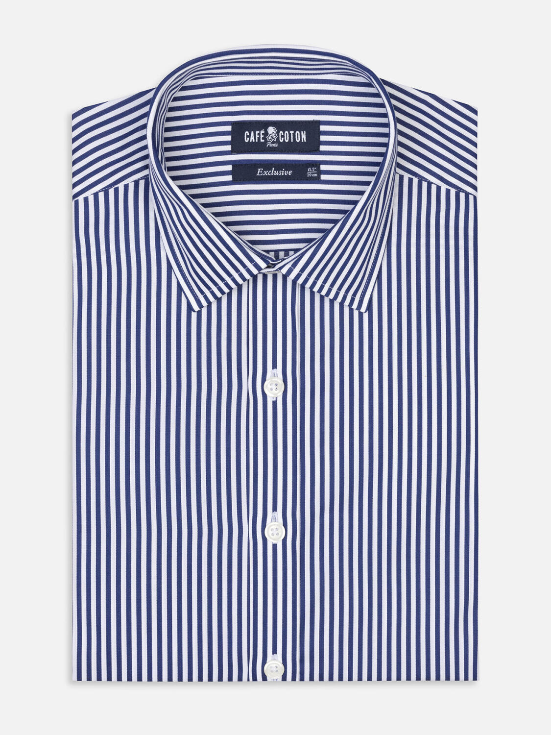 Camicia slim fit Aprila righe blu scuro - Collo a punta