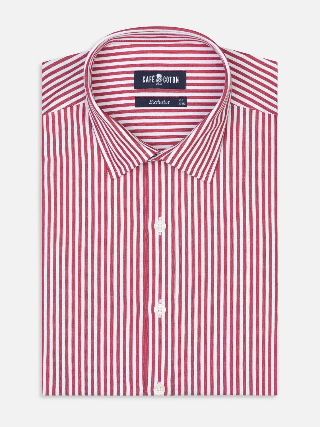 Chemise cintrée Baillee à rayures rouges - Petit Col