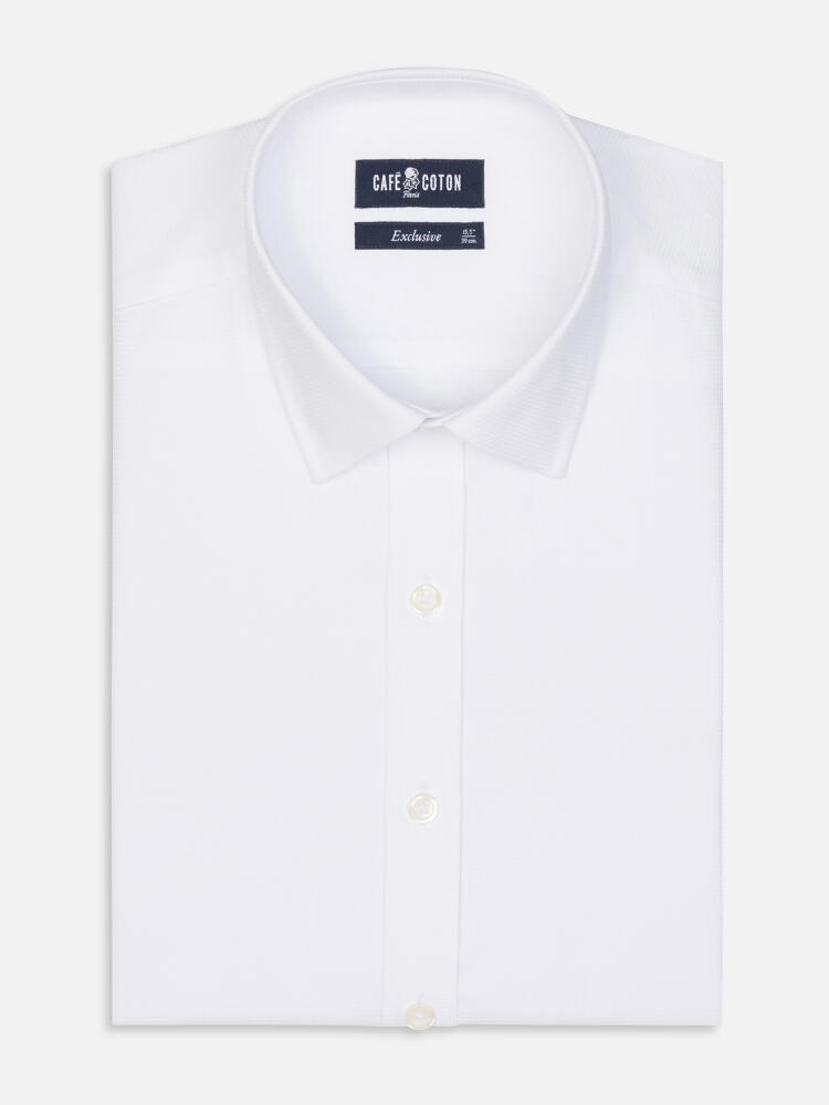 Bayers white textured slim fit shirt - Short Collar