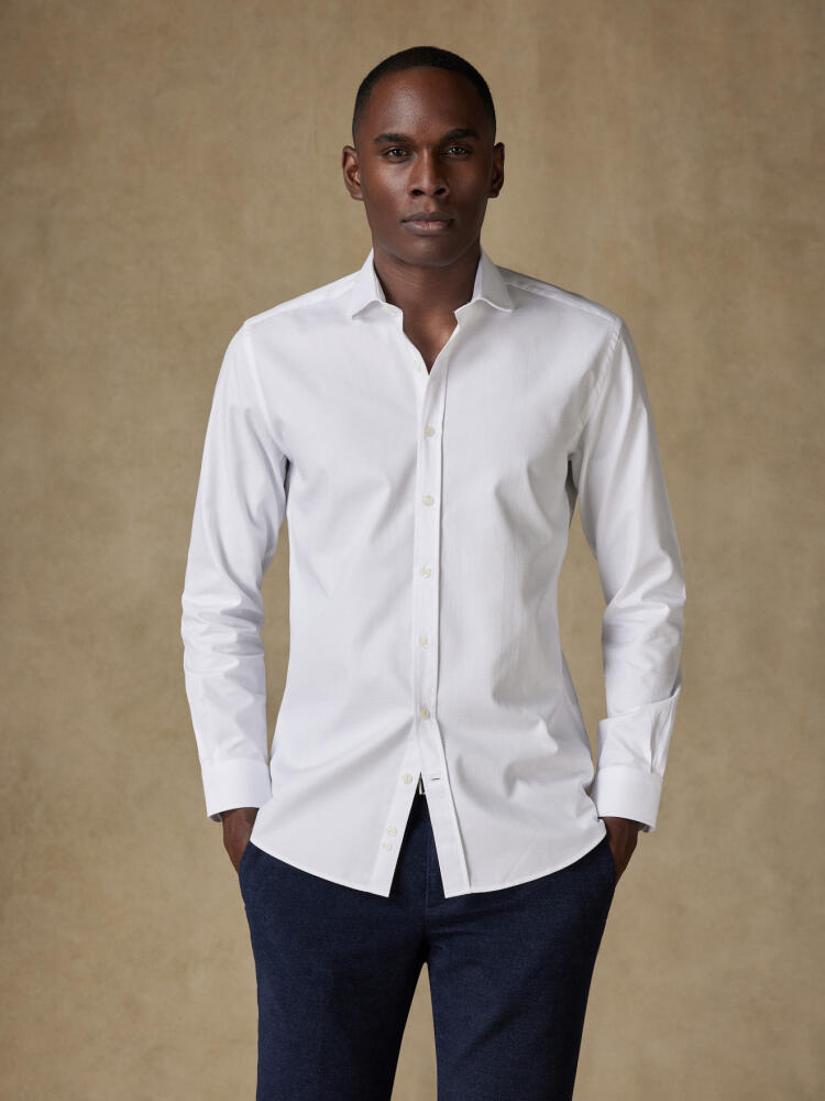 Bayers white textured slim fit shirt - Short Collar