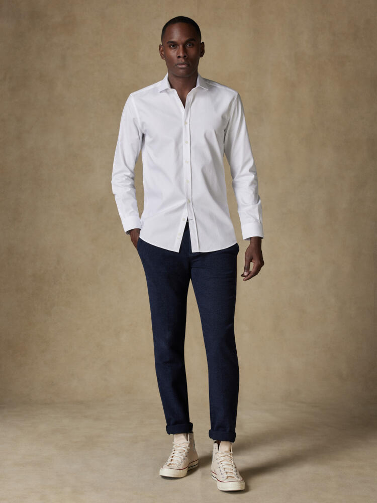 Bayers white textured slim fit shirt - Short Collar