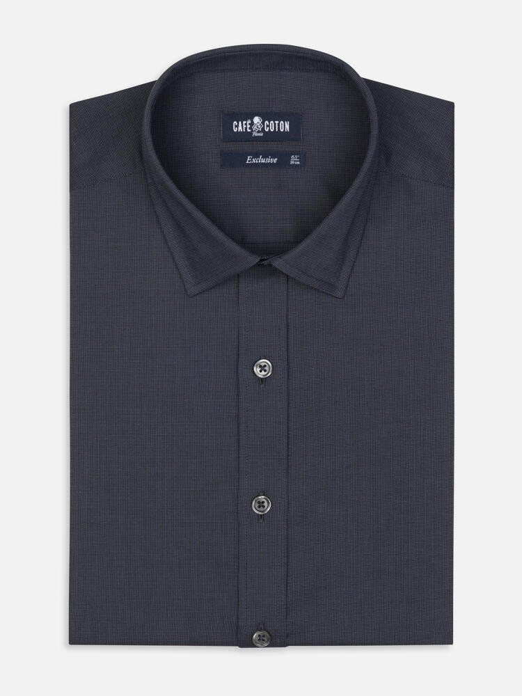 Bob antraciet micro-oxford Slim fit overhemd - Kleine Kraag