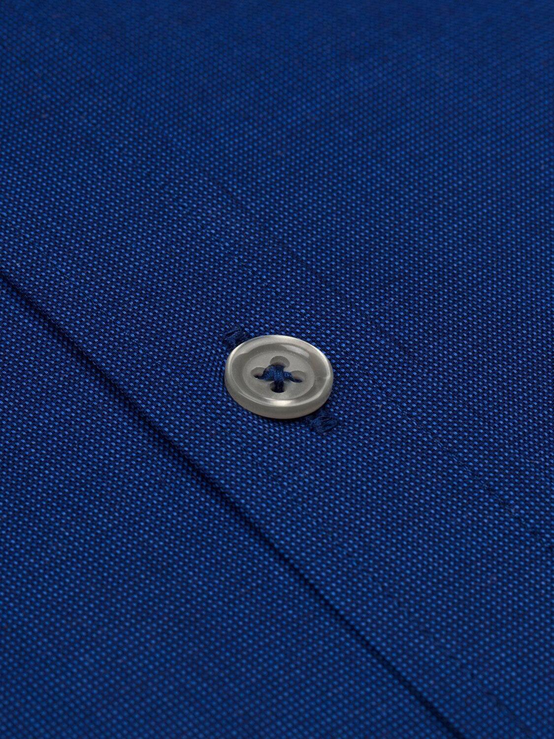 Bob slim-fitted overhemd in marineblauw micro-oxford - Kleine Kraag