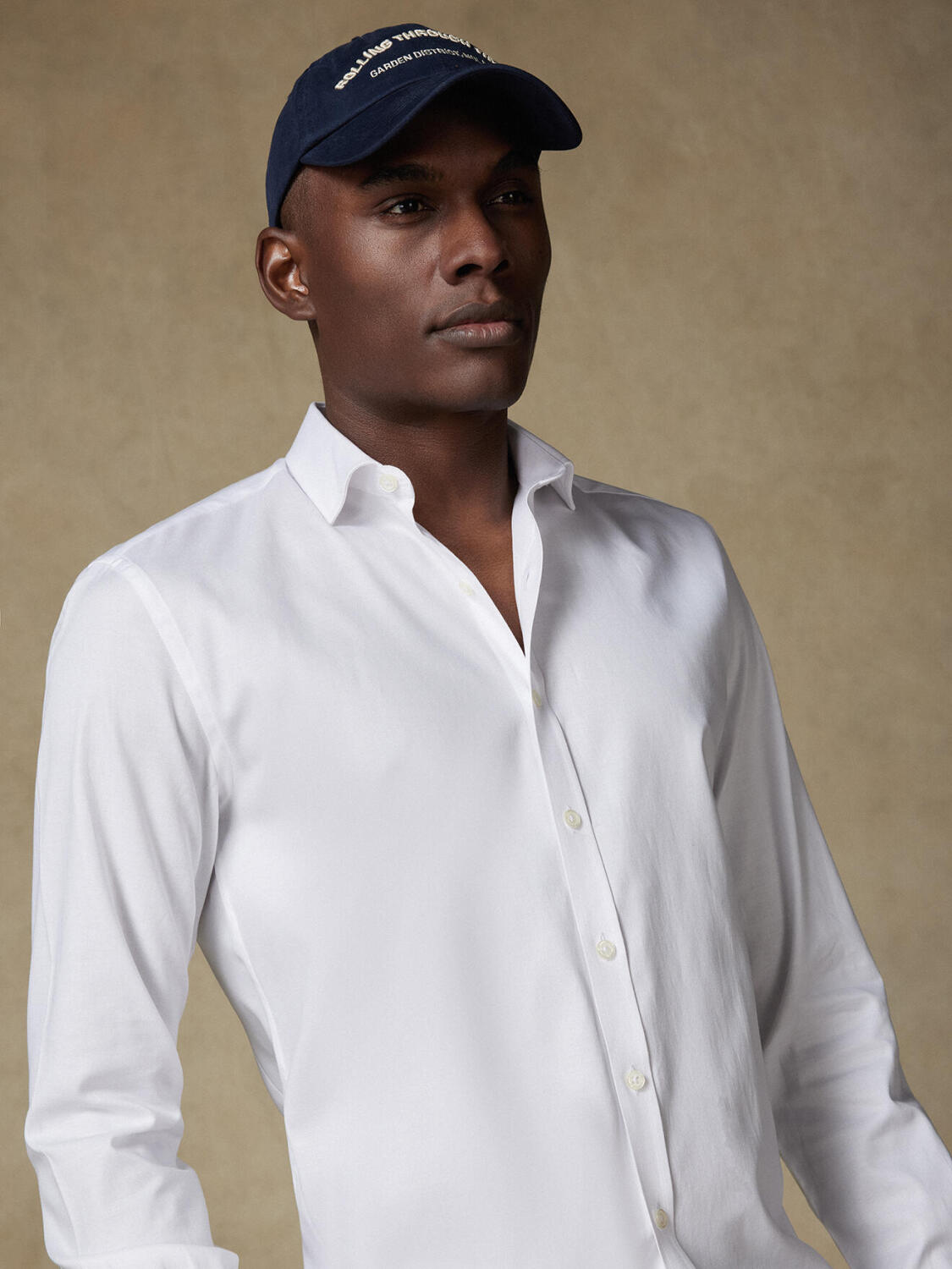 Chemise cintrée Bolton blanche en coton & lyocell - Petit col