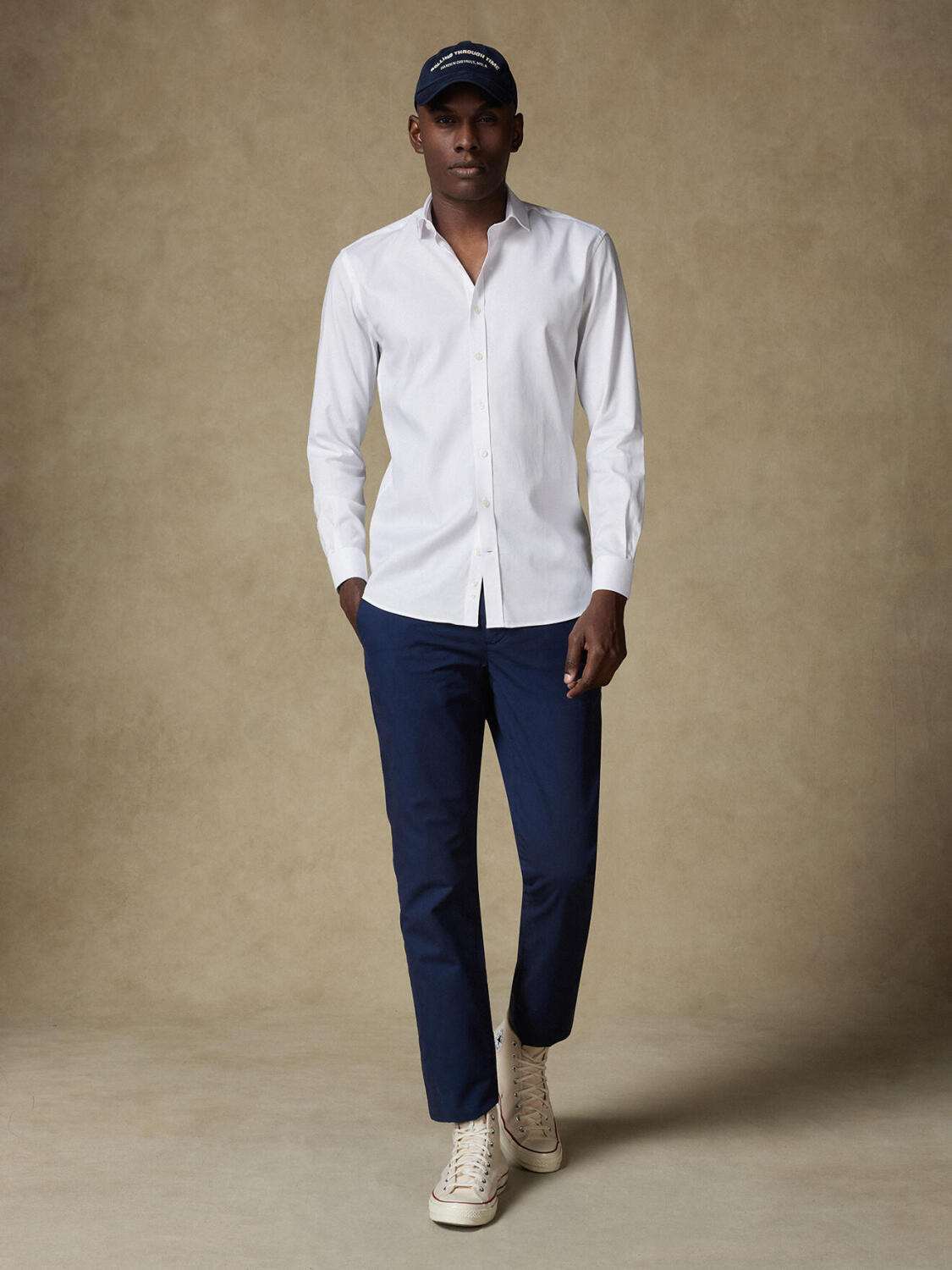 Chemise cintrée Bolton blanche en coton & lyocell - Petit col