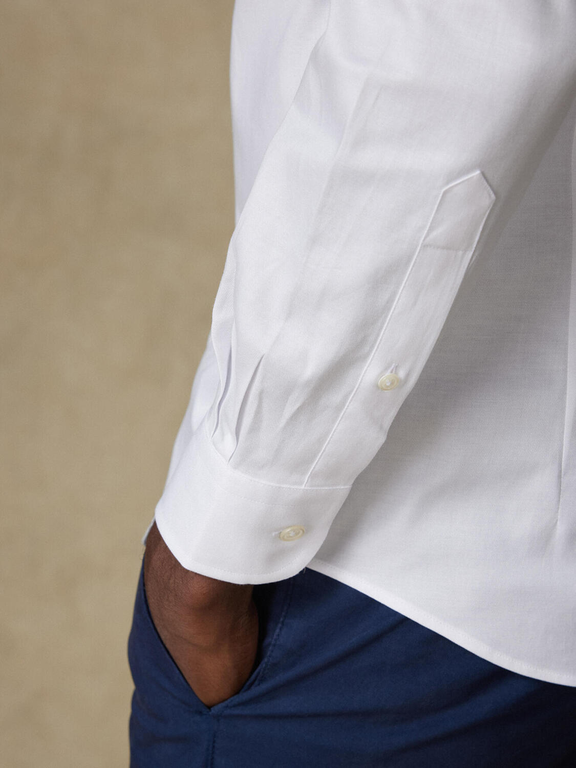 Chemise cintrée Bolton blanche en coton & lyocell - Petit col