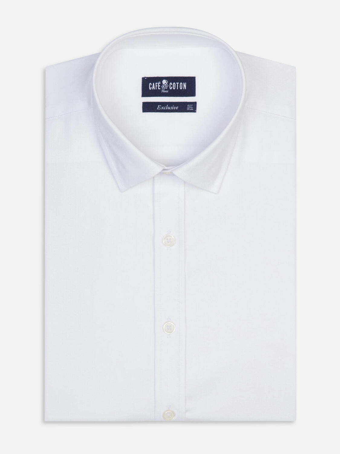 Chemise cintrée Bolton blanche en coton & lyocell - Petit col