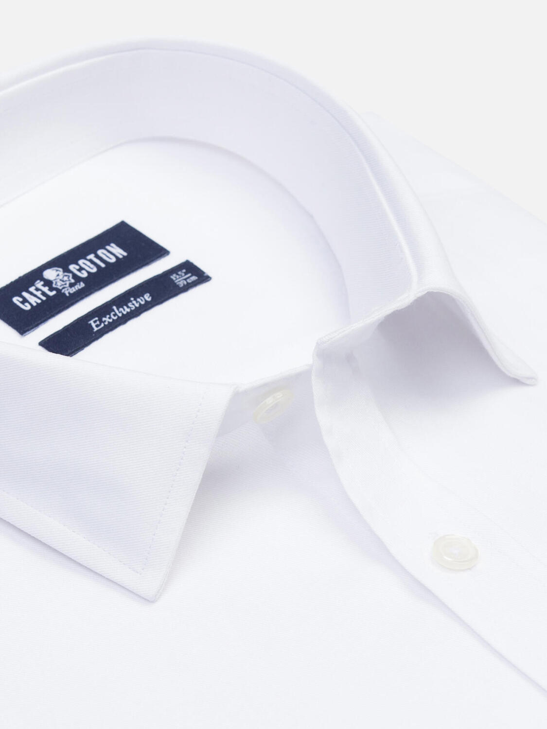 Chemise cintrée Bolton blanche en coton & lyocell - Petit col