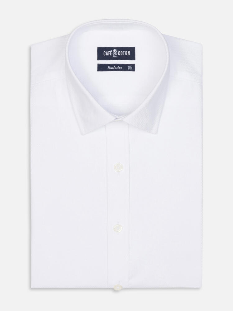 Camicia slim fit Brien in twill bianco - Colletto piccolo