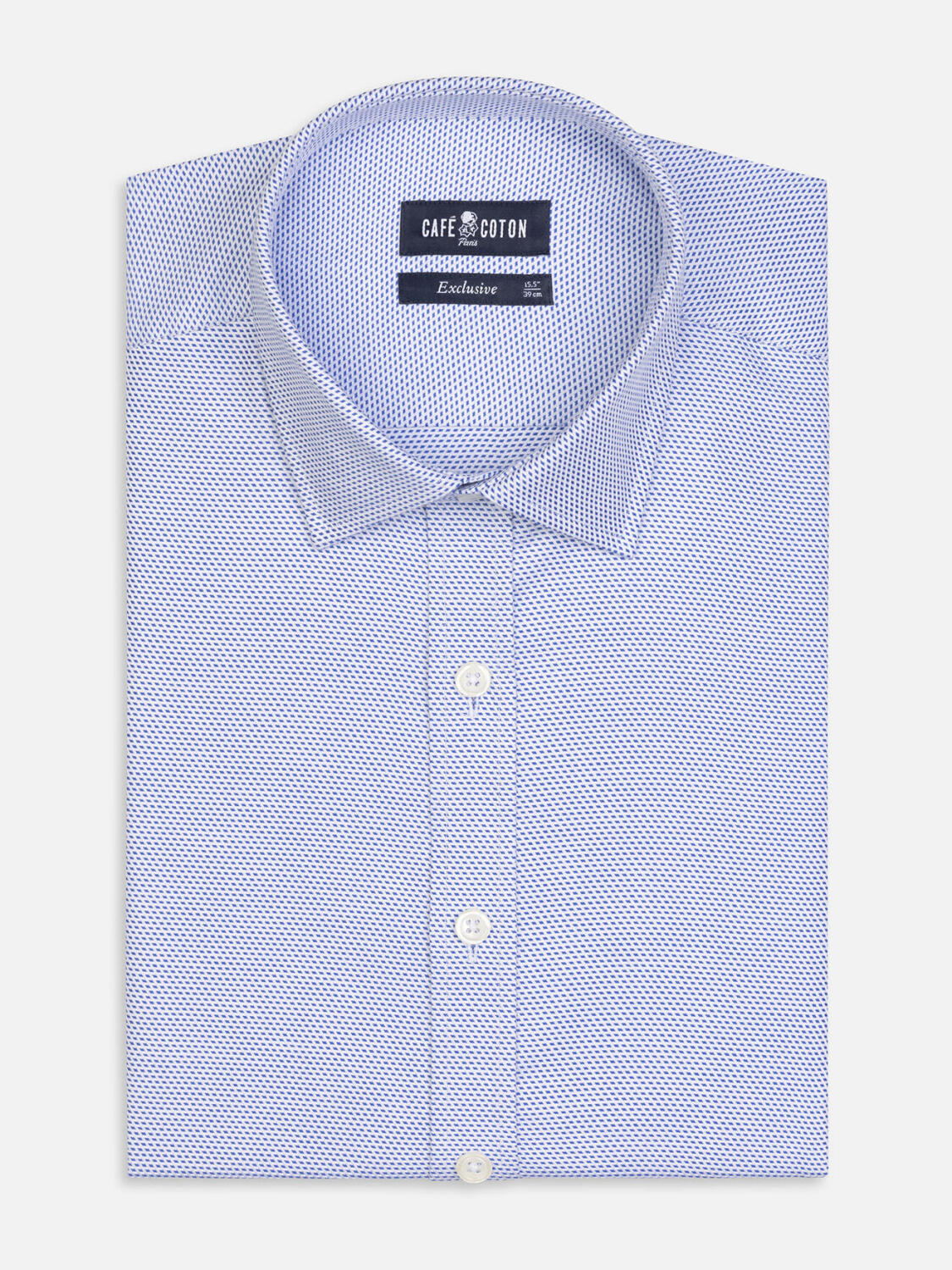 Caleb overhemd in blauwe keperbinding