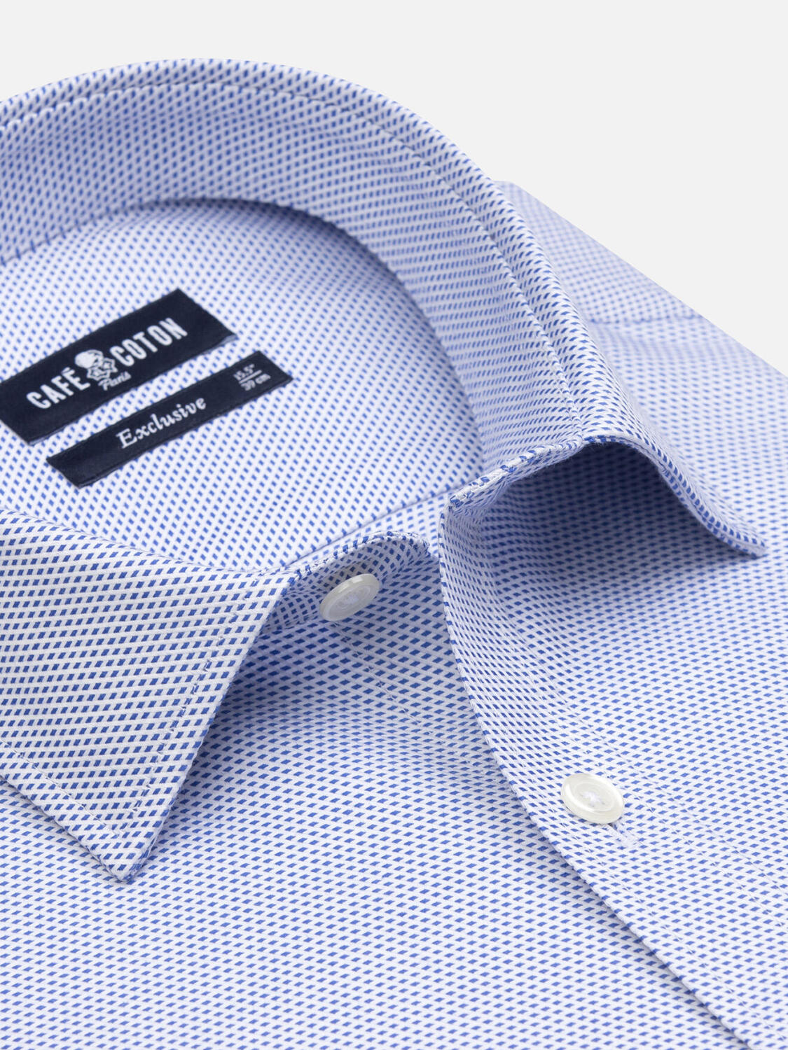 Caleb overhemd in blauwe keperbinding