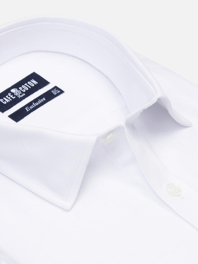 Herringbone slim fit shirt - White