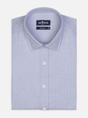 Grey herringbone slim fit shirt - Small collar