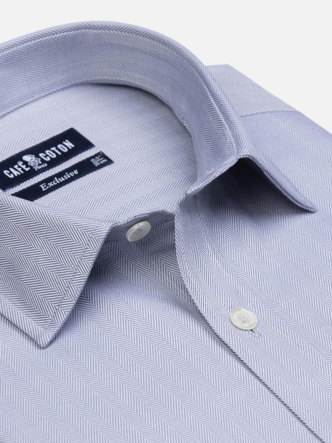 Grey herringbone slim fit shirt - Small collar