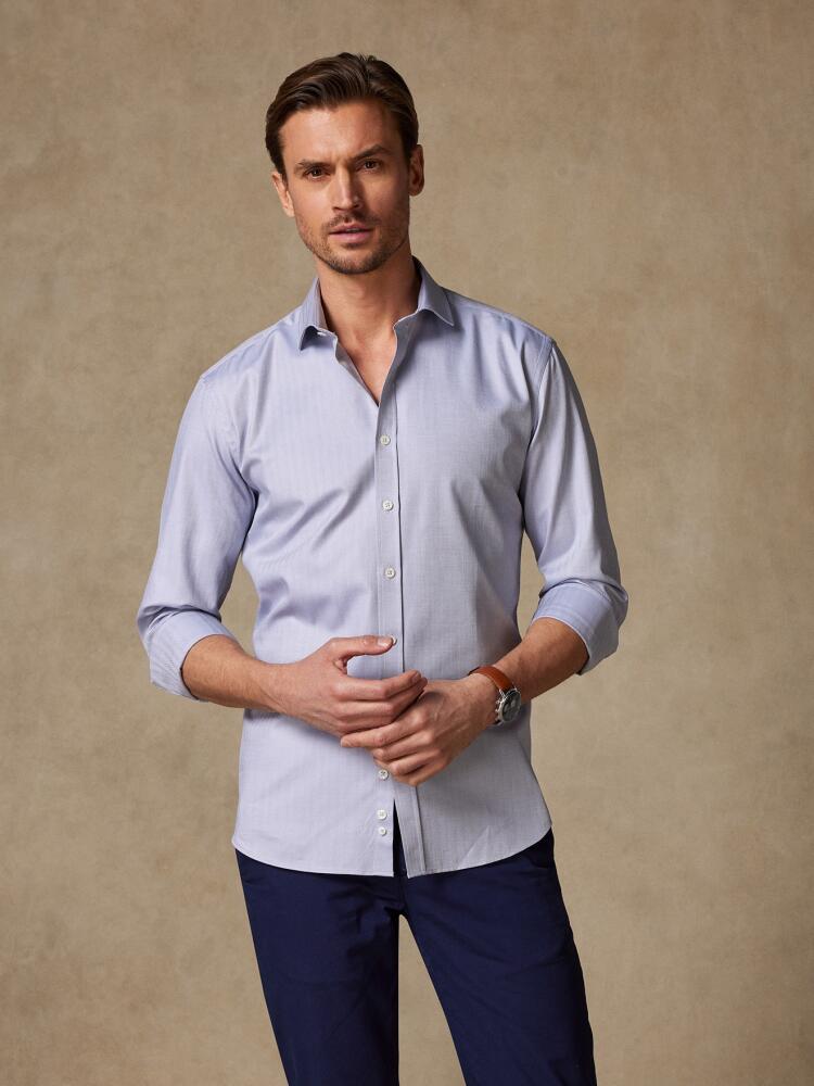 Grey herringbone slim fit shirt - Small collar