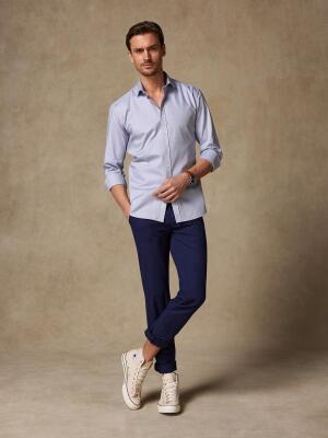 Grey herringbone slim fit shirt - Small collar