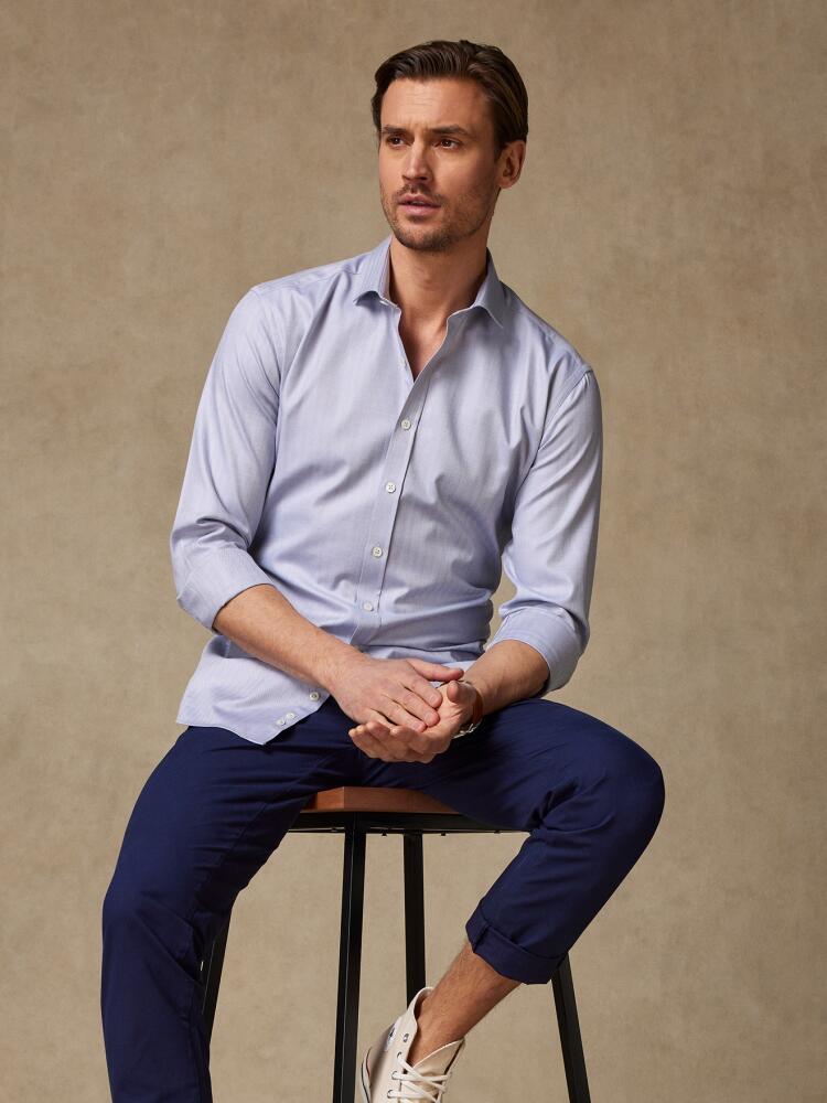 Grey herringbone slim fit shirt - Small collar