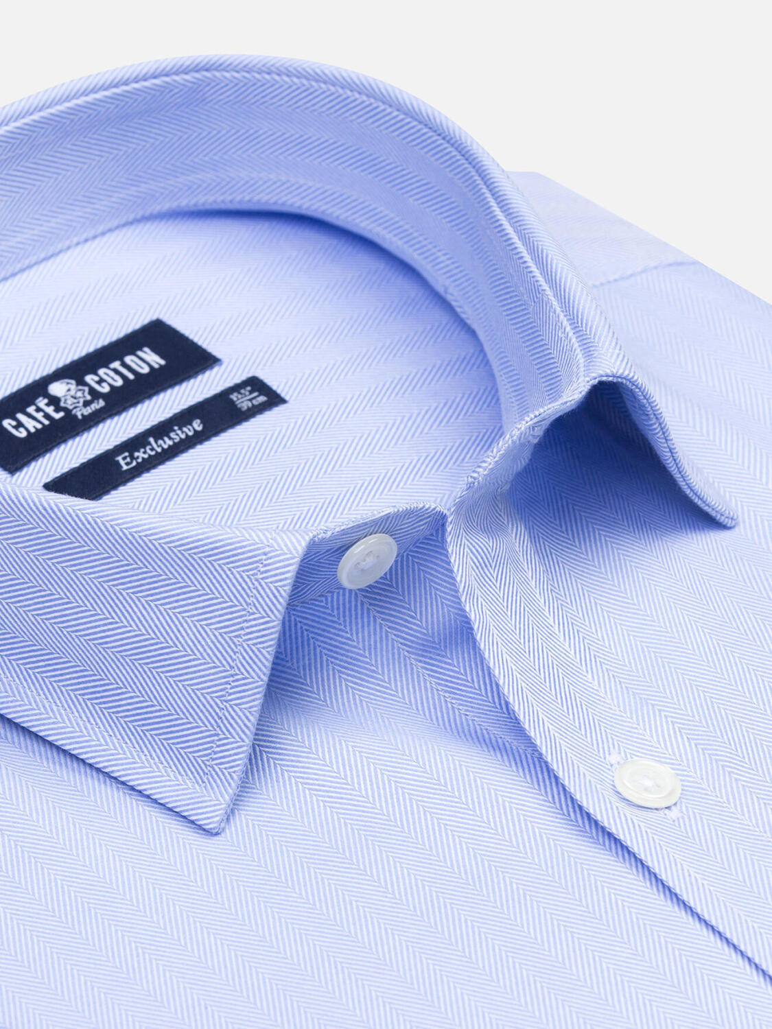 Herringbone slim fit shirt - Blue sky