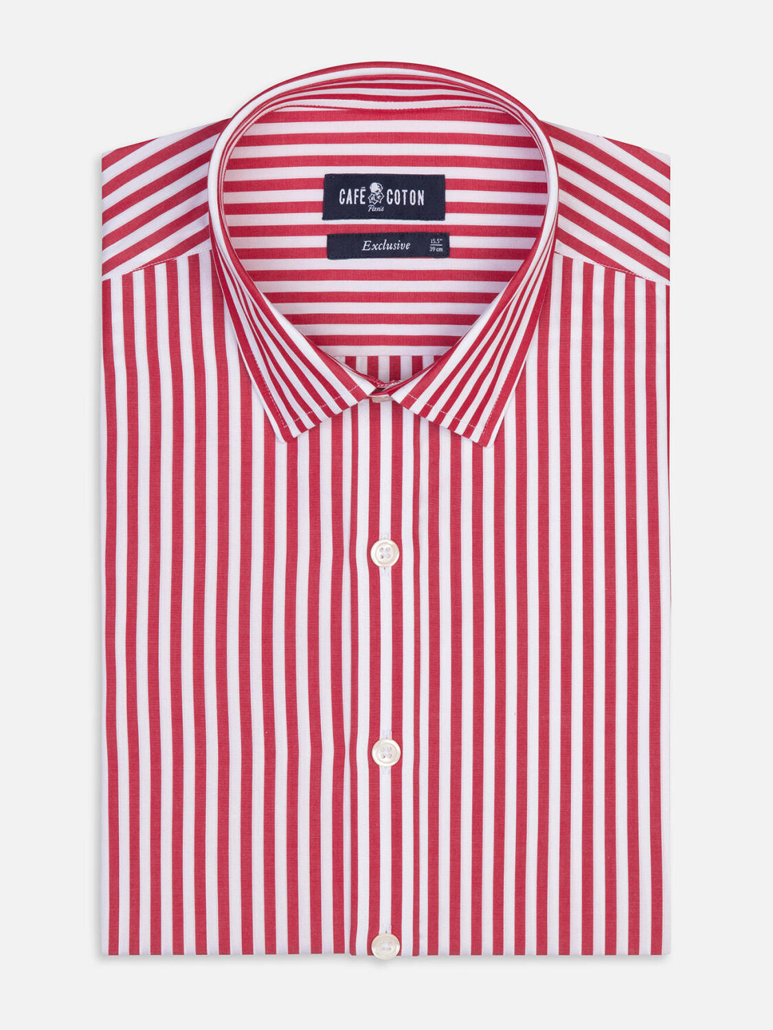 Camicia slim Chris a righe rosse - Colletto francese