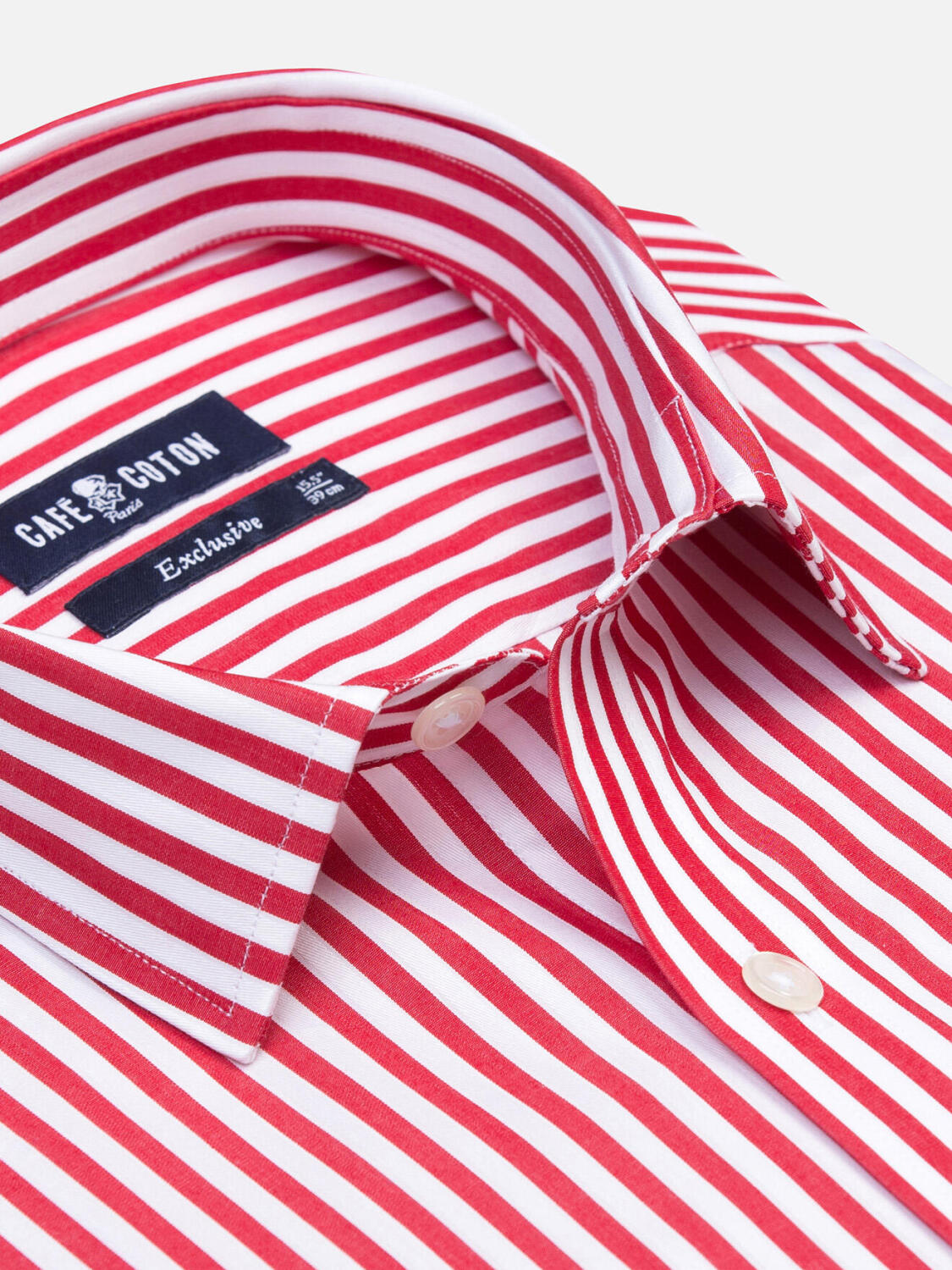 Camicia slim Chris a righe rosse - Colletto francese