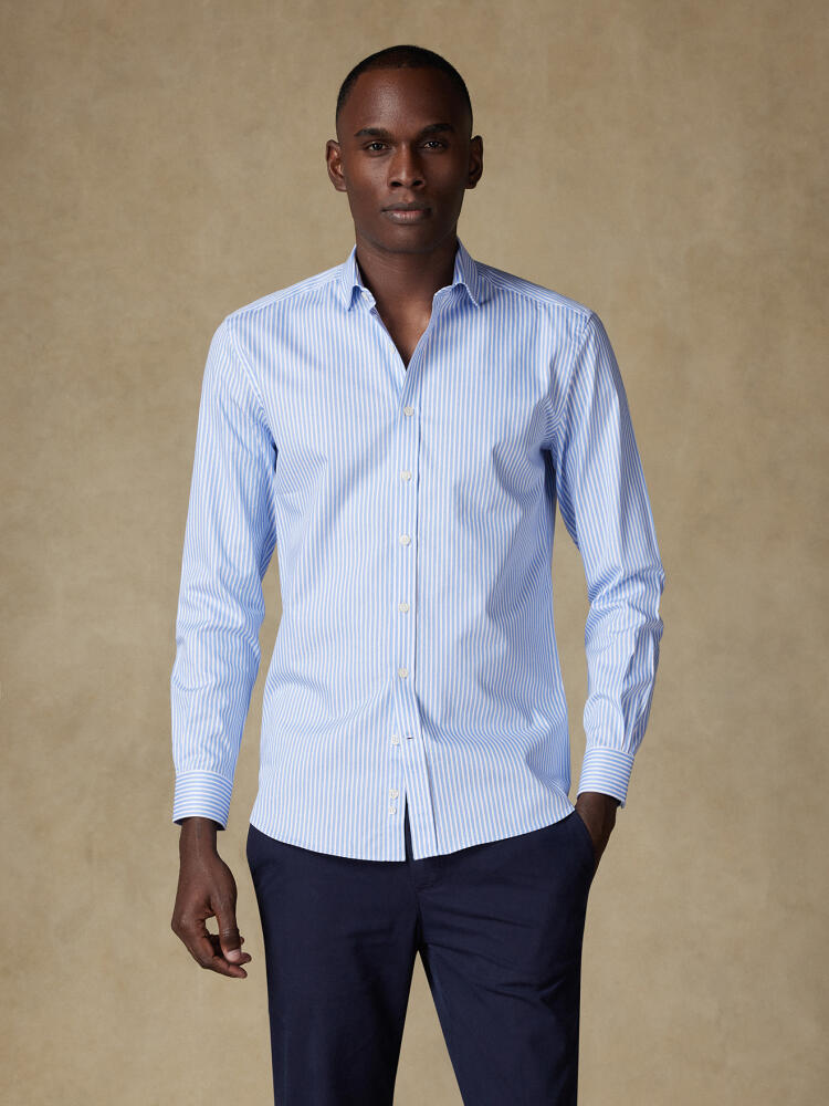 Chemise cintrée Colin à rayures ciel - Petit Col