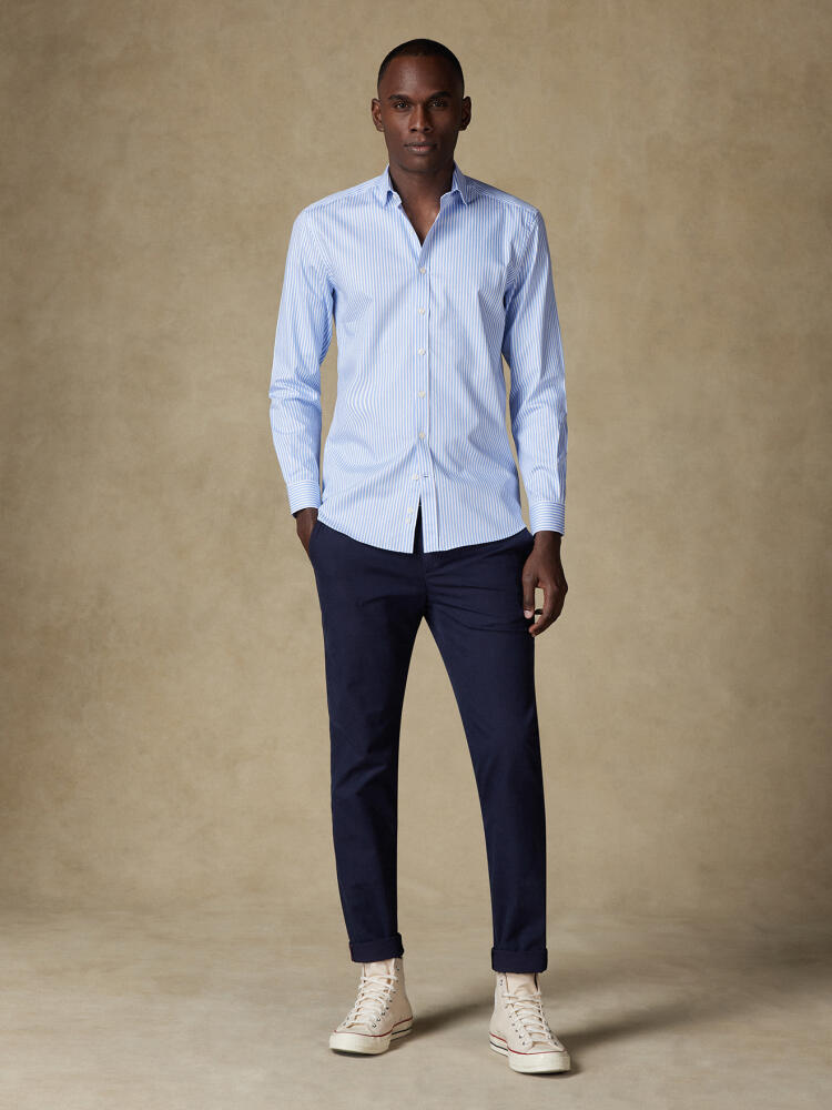 Chemise cintrée Colin à rayures ciel - Petit Col