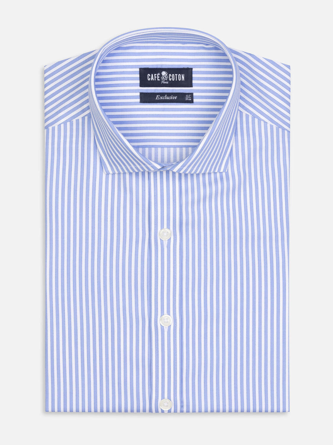 Colin sky gestreept slim fit overhemd - Puntkraag