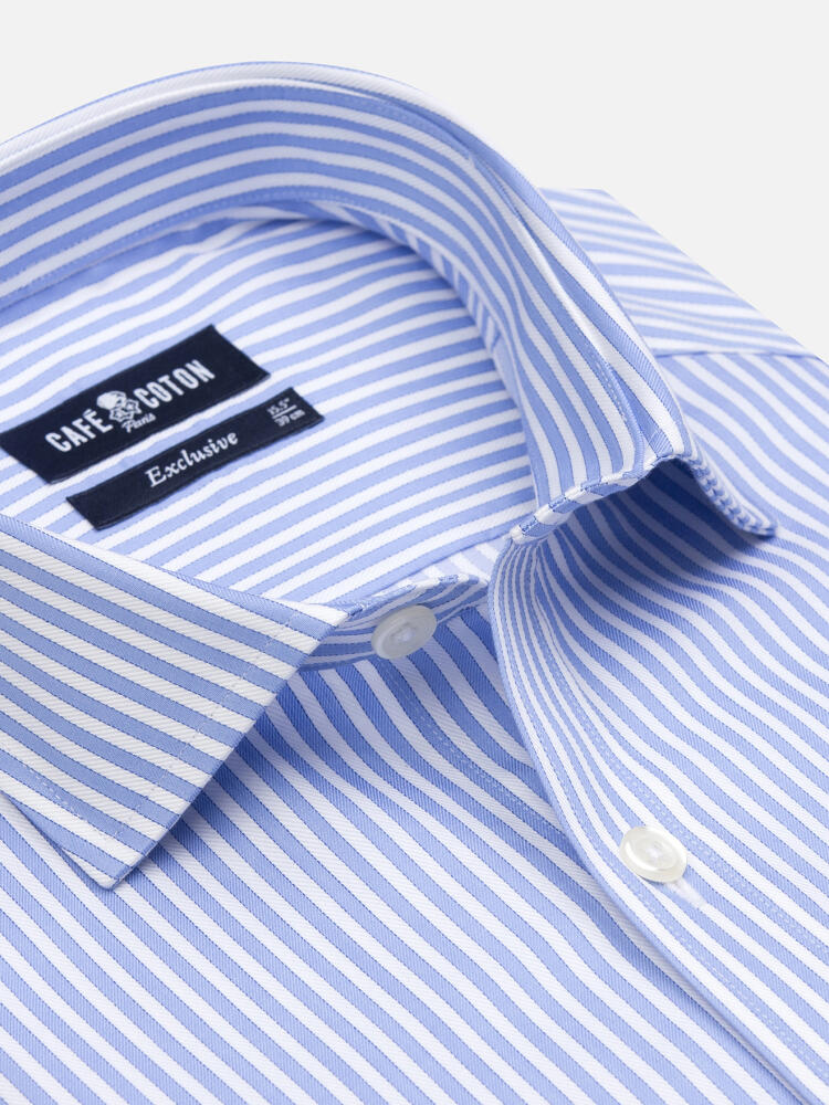 Chemise cintrée Colin à rayures ciel - Petit Col