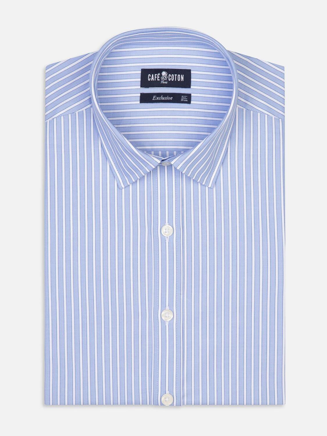 Camicia slim-fit Colin a righe cielo - Piccolo Collo