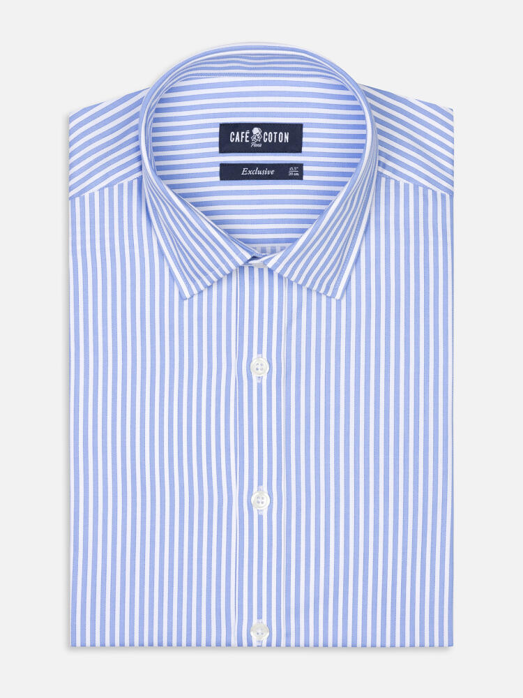 Colin sky blue stripe slim fit shirt - Point Collar