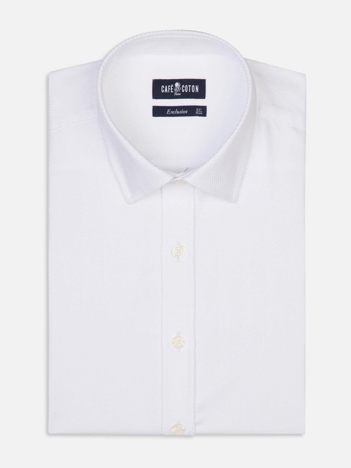 Chemise cintrée Come en chevron blanc - Petit Col
