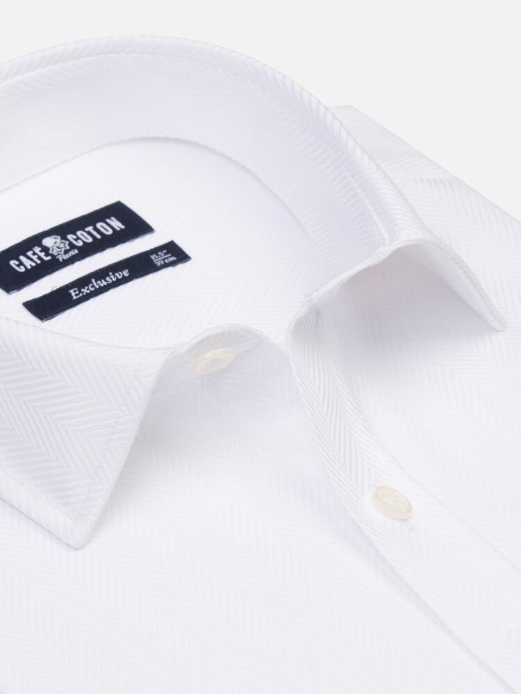 Come white herringbone slim fit shirt - Small collar