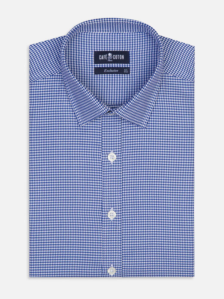 Corey tailliertes Hemd in navy blau Twill - Französischer Kragen