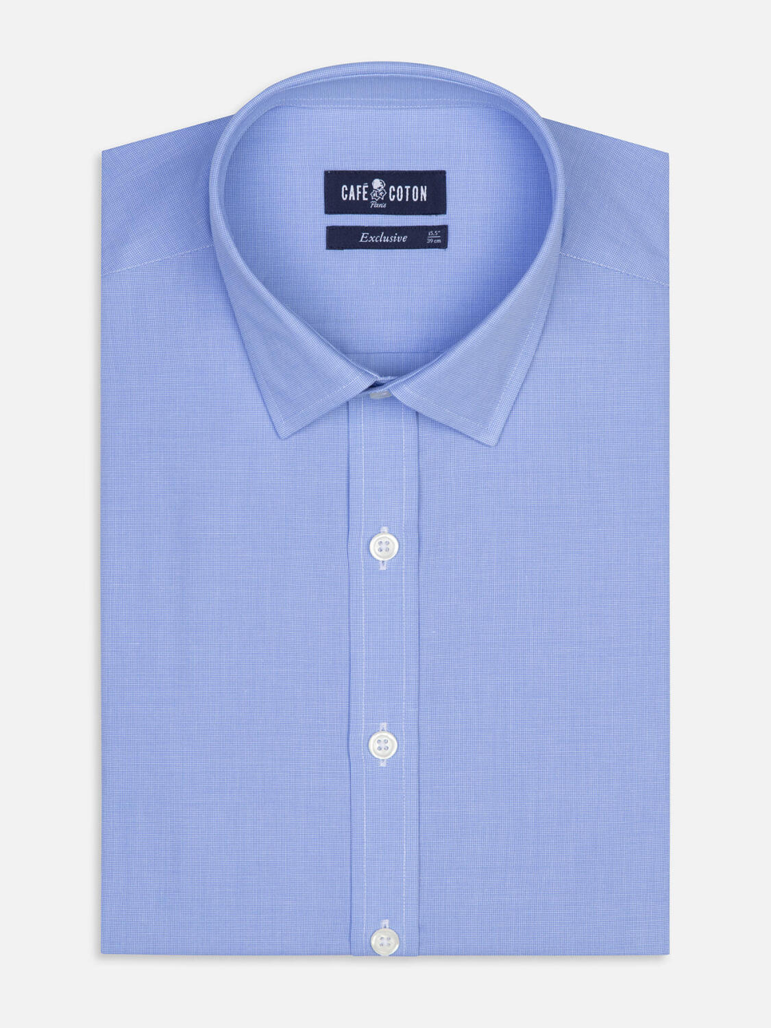 Tailliertes Hemd Daria aus Popelin himmelblau - Kleiner Kragen